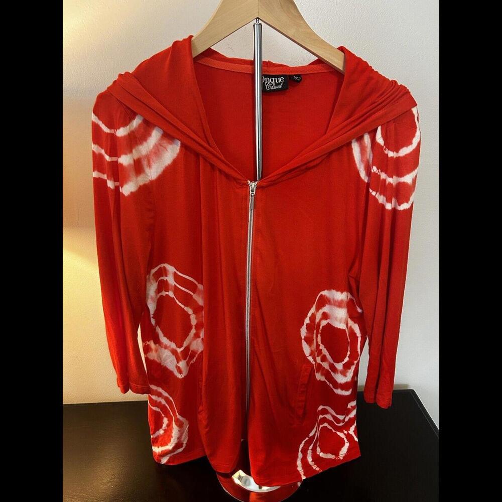 Womens Sexy, Light wt. Red White Tie-Dyed Jacket